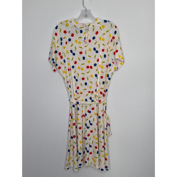 ModCloth Cherry Print retro swing Fit & Flare Dress mock neck & belt XL - Picture 12 of 16